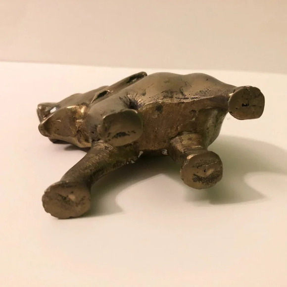 Vintage Brass Elephant Trunk Up Animal 4.75 Inch Tall  Figurine Decor - Picture 7 of 10